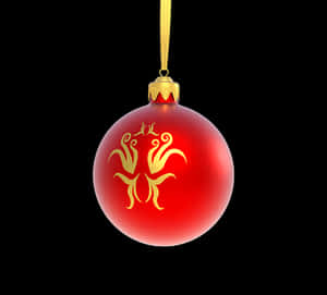 Red Christmas Ornamentwith Golden Design PNG with transparent background