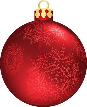 Red Christmas Ornamentwith Snowflake Patterns PNG Image