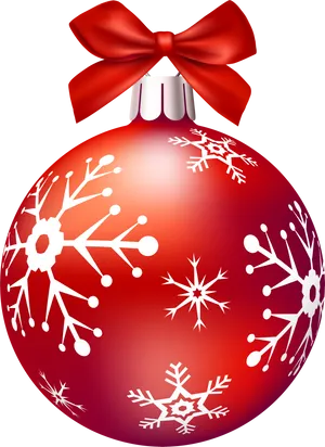 Red Christmas Ornamentwith Snowflakes PNG Image