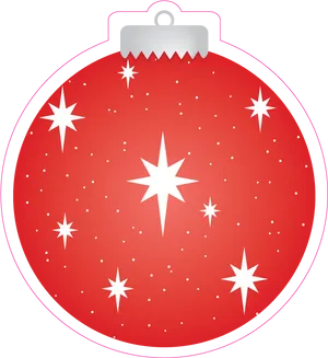 Red Christmas Ornamentwith Star Outlines PNG Image