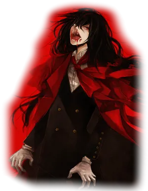 Red Cloaked Vampire Artwork PNG Image