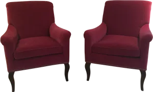 Red Club Chairs Twin Set PNG Image