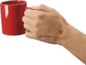 Red Coffee Mugin Hand PNG Image