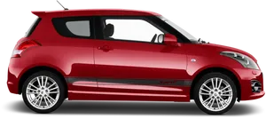 Red Compact Hatchback Side View PNG Image