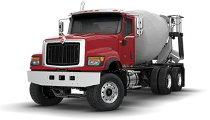 Red Concrete Mixer Truck PNG Image