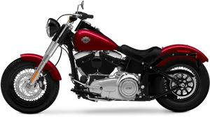 Red Cruiser Motorcycle Black Background PNG Image