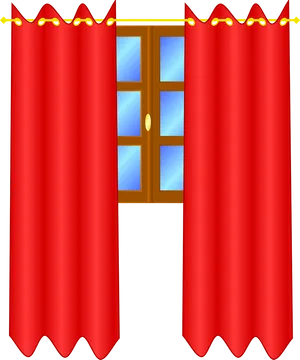 Red Curtains Window Scene PNG Image