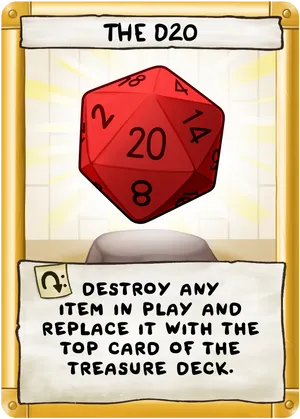 Red D20 Dice Card PNG Image