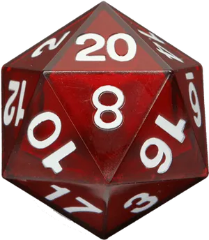 Red D20 Dice Transparent Background PNG Image