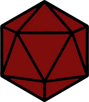 Red D20 Icosahedron Dice PNG Image