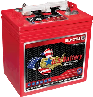 Red Deep Cycle Battery U S Manufacturing PNG Image
