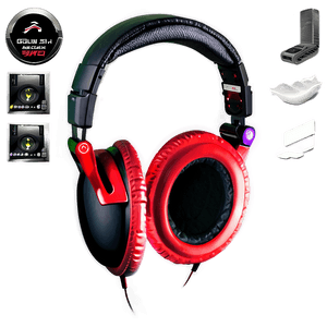 Red DJ Headphones PNG 06212024 PNG