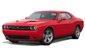 Red Dodge Challenger Side View PNG Image