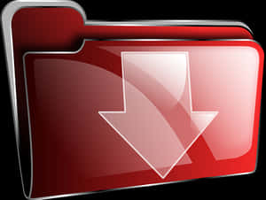 Red Download Folder Icon PNG image with transparent background