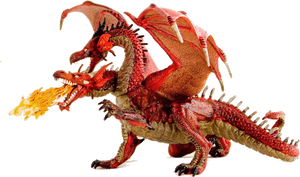 Red Dragon Breathing Fire PNG with transparent background