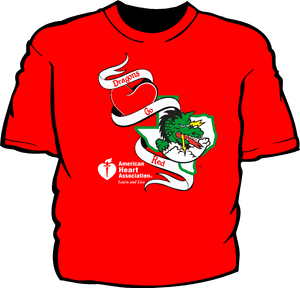 Red Dragons Heart Association T Shirt Design PNG image with transparent background