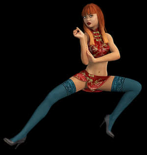Red Dress Animated Character PNG image with transparent background
