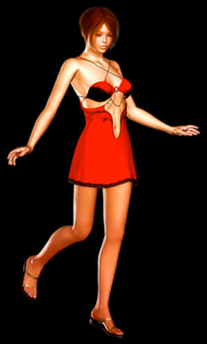 Red Dress Anime Character PNG