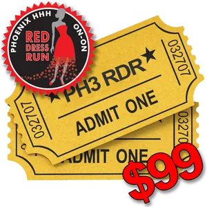 Red Dress Run Event Ticket PNG Image