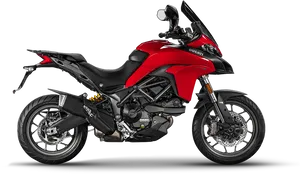 Red Ducati Motorcycle Profile View PNG Image