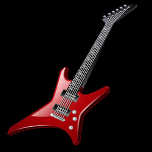 Red Electric Guitar Black Background PNG image with transparent background