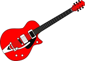 Red Electric Guitar Illustration PNG Image