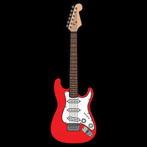Red Electric Guitar Illustration PNG image with transparent background