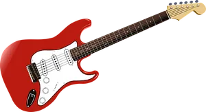 Red Electric Guitar Illustration PNG Image