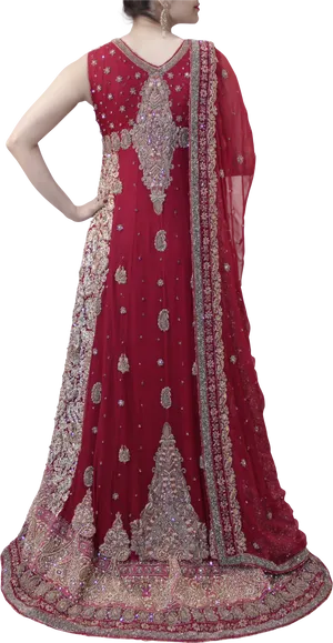 Red Embroidered Lehenga Choli PNG Image