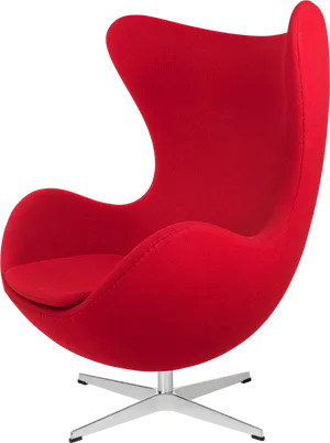 Red Fabric Egg Chair Design PNG Image