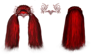 Red Fantasy Hair Designs PNG Image