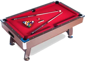 Red Felt Pool Tablewith Accessories PNG Image