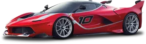 Red Ferrari Race Car Number10 PNG Image