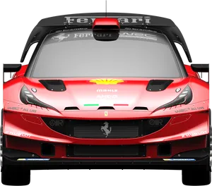 Red Ferrari Racecar Front View PNG Image