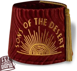 Red Fez Sonsofthe Desert Embroidery PNG Image