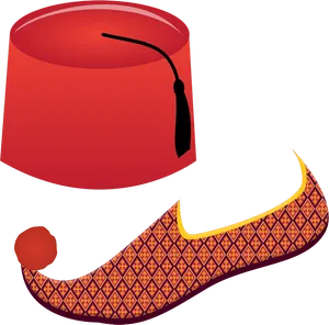 Red Fezand Curved Slipper PNG Image