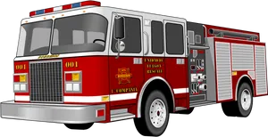 Red Fire Engine Illustration PNG Image