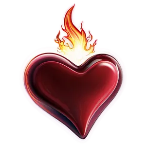 Red Fire Heart Shape Png Kos PNG Image