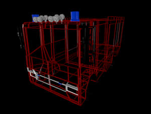 Red Fire Truck Frame3 D Model PNG with transparent background