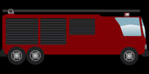 Red Fire Truck Side View Vector PNG with transparent background