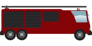 Red Fire Truck Side View Vector PNG Image