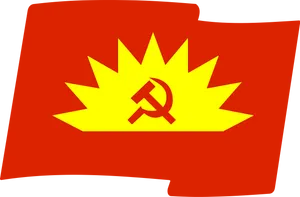 Red Flag Yellow Hammerand Sickle PNG Image