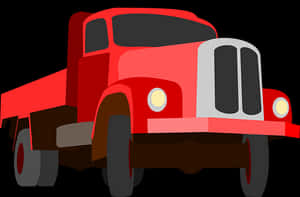 Red Flatbed Truck Illustration PNG image with transparent background