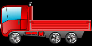 Red Flatbed Truck Illustration PNG image with transparent background