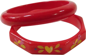 Red Floral Childrens Bangle PNG Image