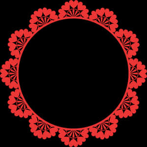 Red Floral Circle Frame Vector PNG image with transparent background
