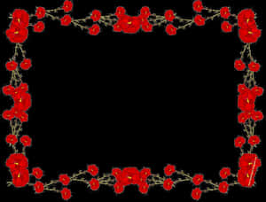 Red Floral Frameon Black Background PNG