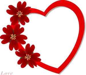 Red Floral Heart Transparent Background PNG Image