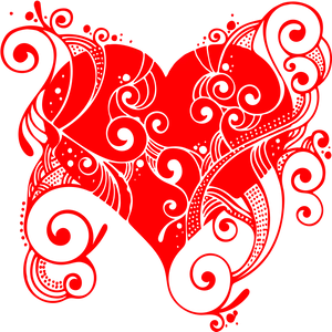 Red Floral Heart Vector Design PNG Image