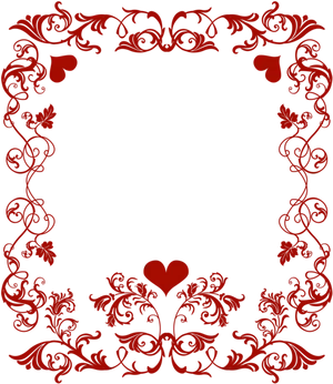 Red Floral Love Frame PNG Image